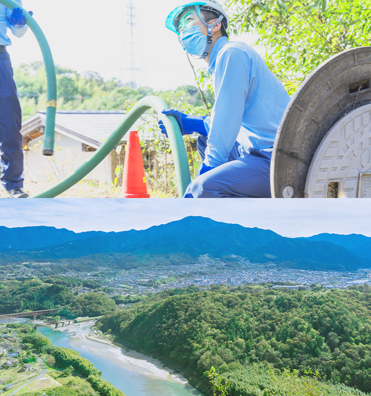 中津川と社員の写真